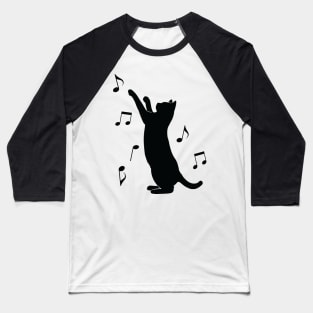 Playful Cat with Notes Baseball T-Shirt